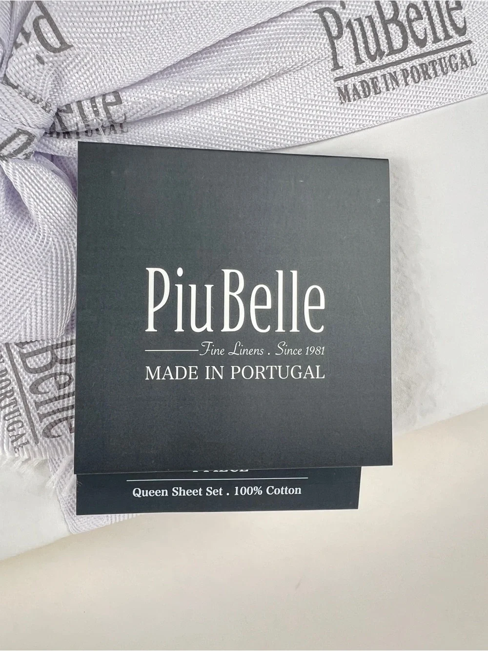 PIUBELLE Ruffled Hem Queen Sheet Set White Cotton Portugal Cottage 4 Pc NEW